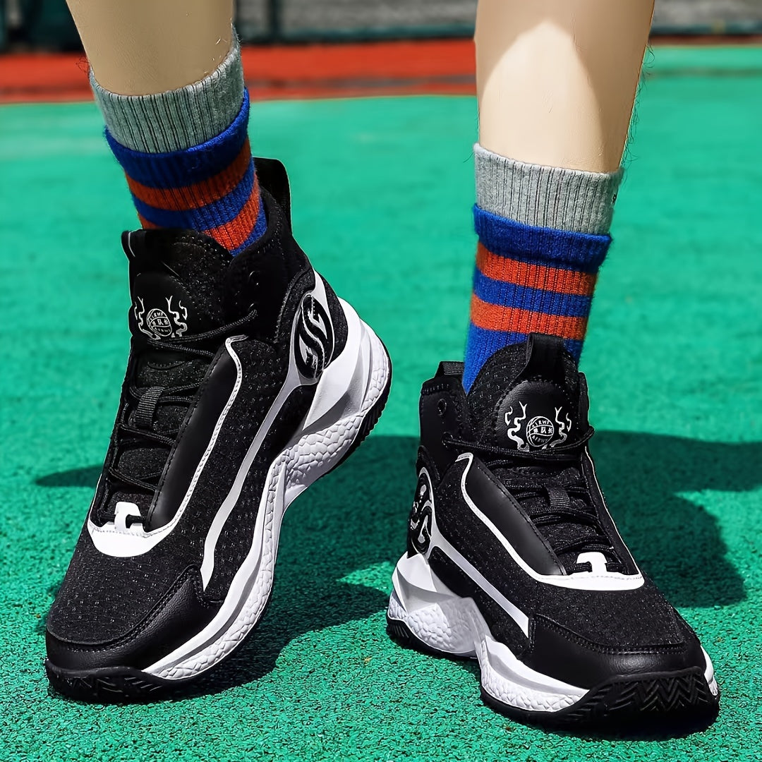 Unisex Fashion Sports Sneakers - Casual Street Athletic Running Shoes with Breathable Fabric Upper, Mid Top Lace-Up, Rubber EVA Sole, All-Season Comfort, Round Toe for Training & Basketball