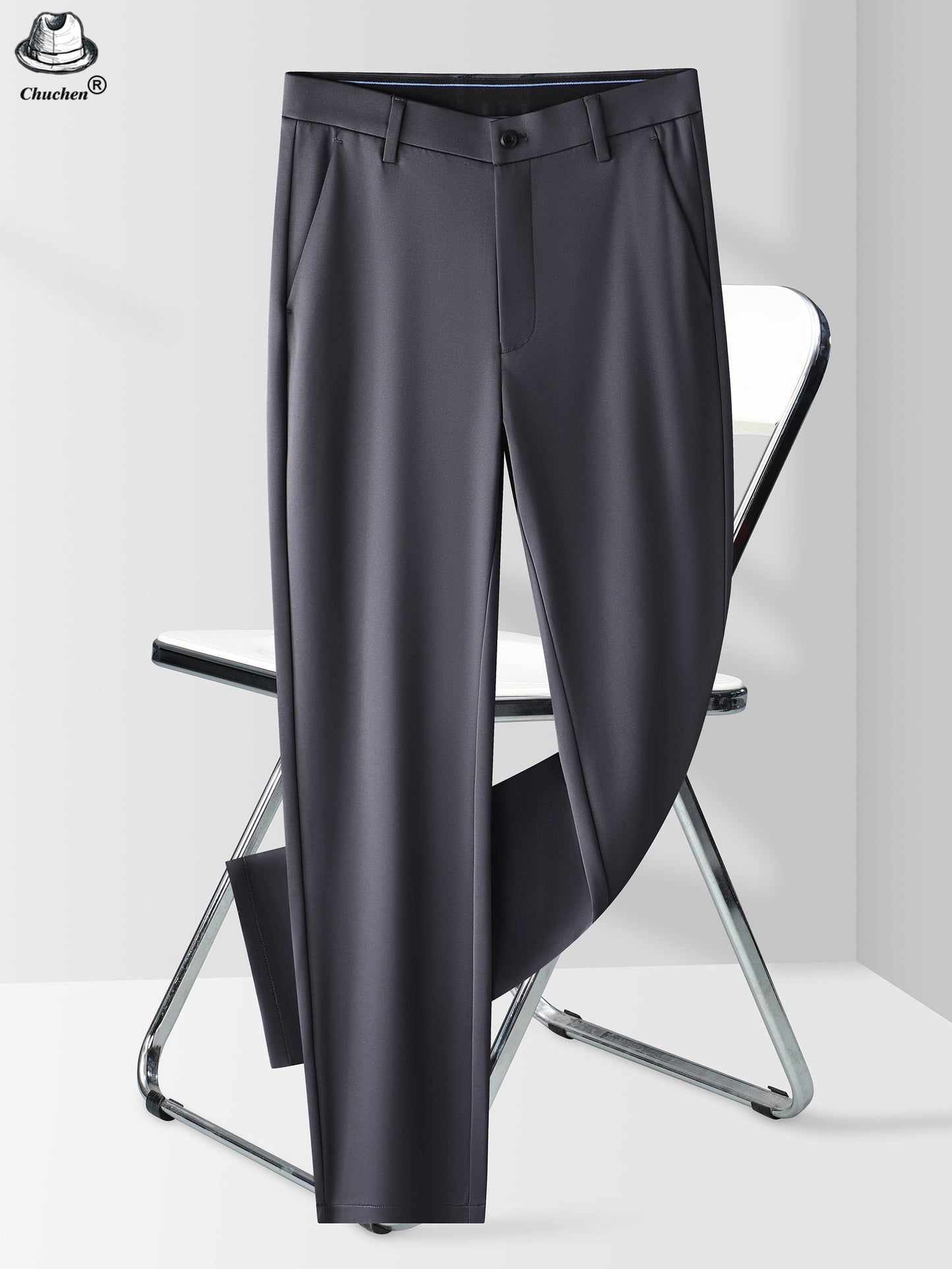 Men's Classic Black Business Dress Pants - Stretch Nylon Blend, Machine Washable, Regular Fit for Office & Formal Wear, Professional Clothing | Regular Fit Suit | Nontransparent Material, Pant Suits