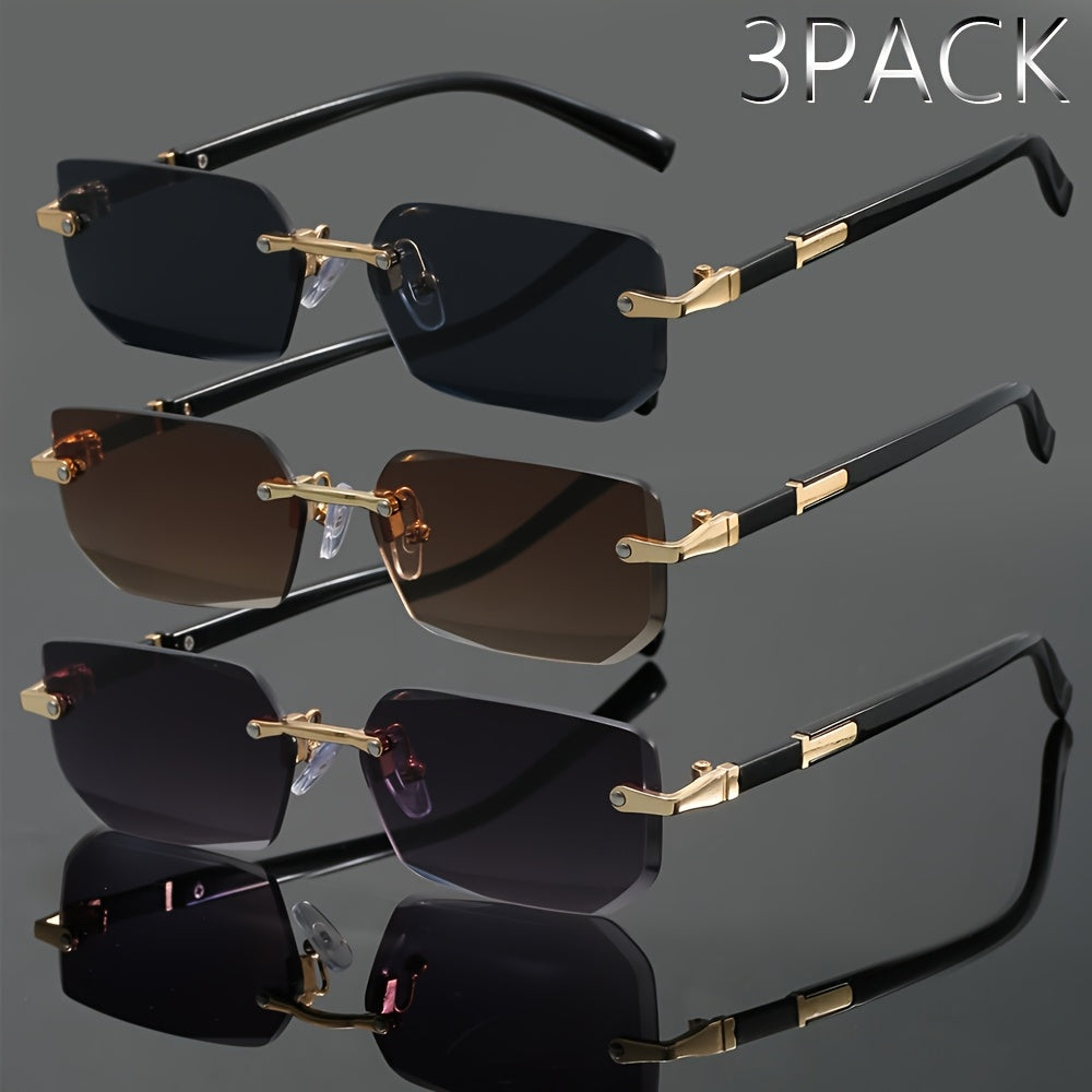 3pcs Retro Metal Classic Trendy Fashion Glasses for Graduation, Wedding, Summer Party, and Holiday Gifts - PC Lens & Frame, Full Frame, Decorative Style, Perfect for Casual Attire, Best for Christmas