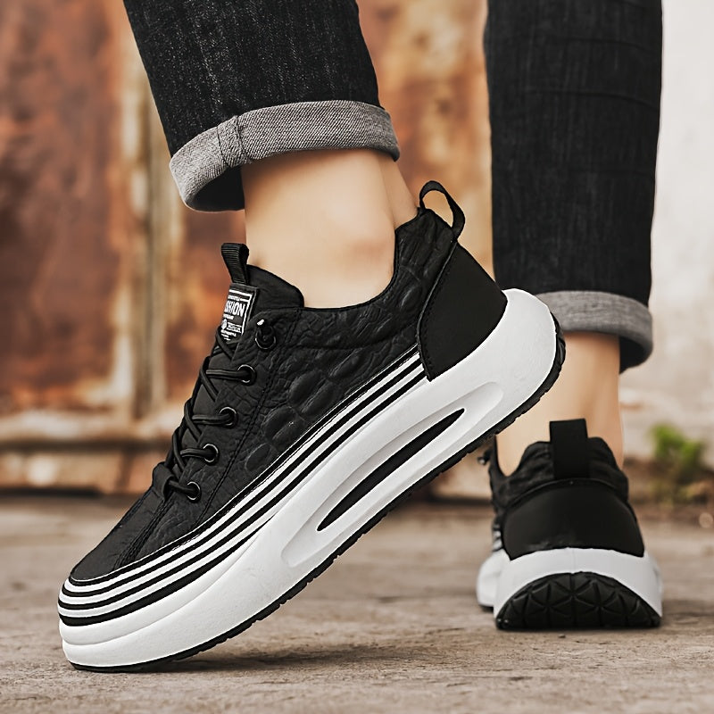 Men's Slip-On Casual Sneakers - Breathable Comfortable Low-Top Shoes with Elastic Panels, PU Upper & PVC Sole for Outdoor Hiking, Running, Daily Wear - All-Season Versatile Streetwear, Hiking Street Shoes, Modern Street Shoes