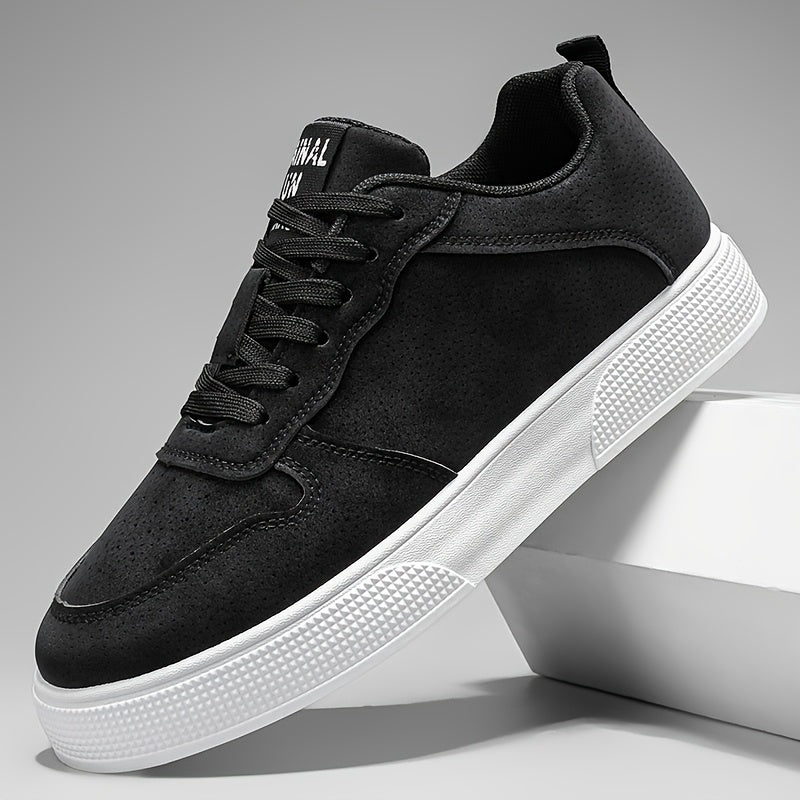1 Pair MAINALUN Men'S Skateboarding Sneakers - Low-Top Lace-Up Casual Shoes with Thick PVC Sole, Breathable Fabric Lining & Durable Synthetic Upper for Daily Wear, Outdoor, Travel, Parties - Green/Black/Khaki, Skateboarding S