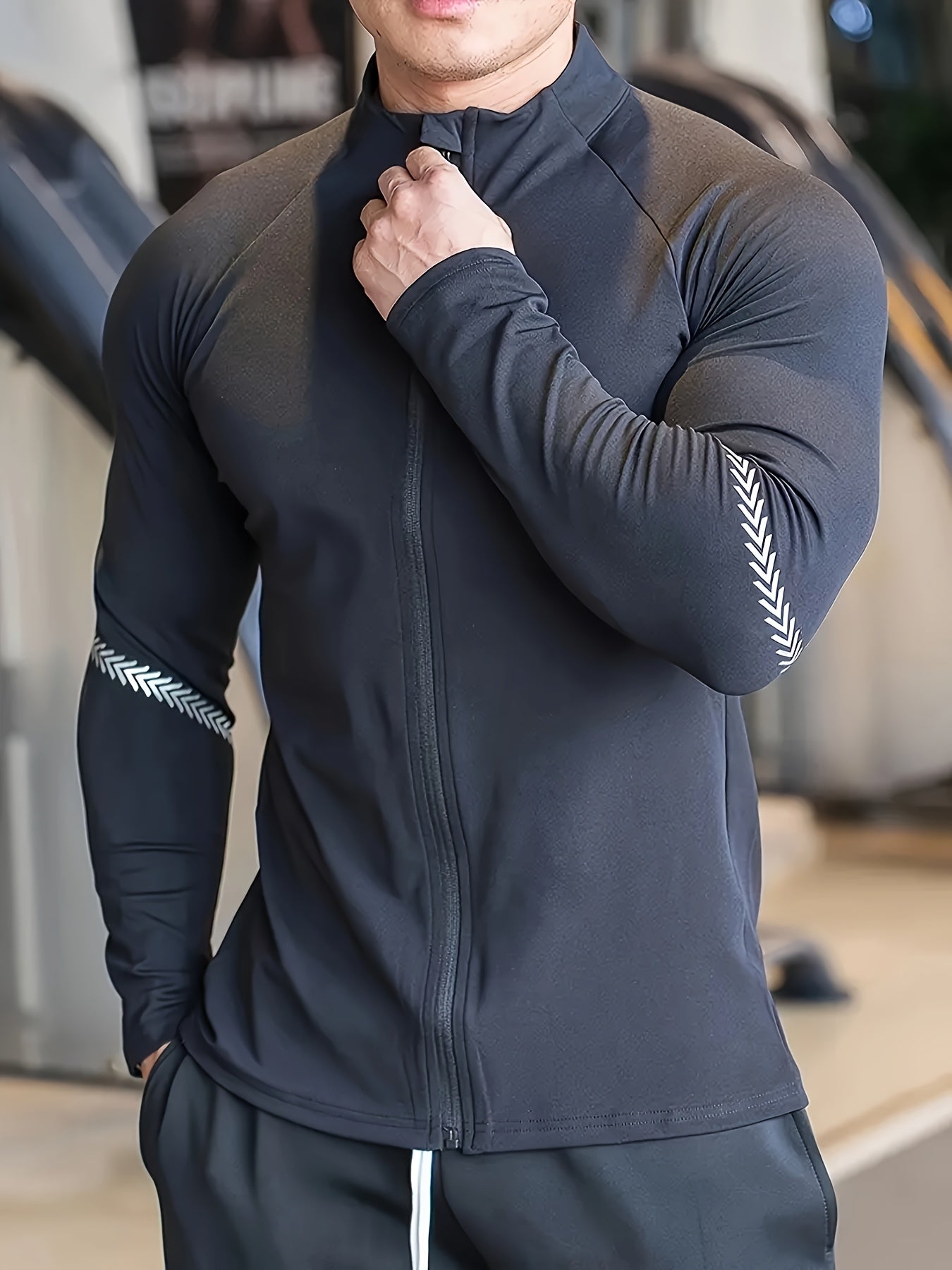 Men'S Ultra-Breathable UV Protection Long Sleeve Zip Neck Jacket, Quick-Dry Lightweight, for Intense Basketball, Cycling, Hiking & All-Outdoor Adventures