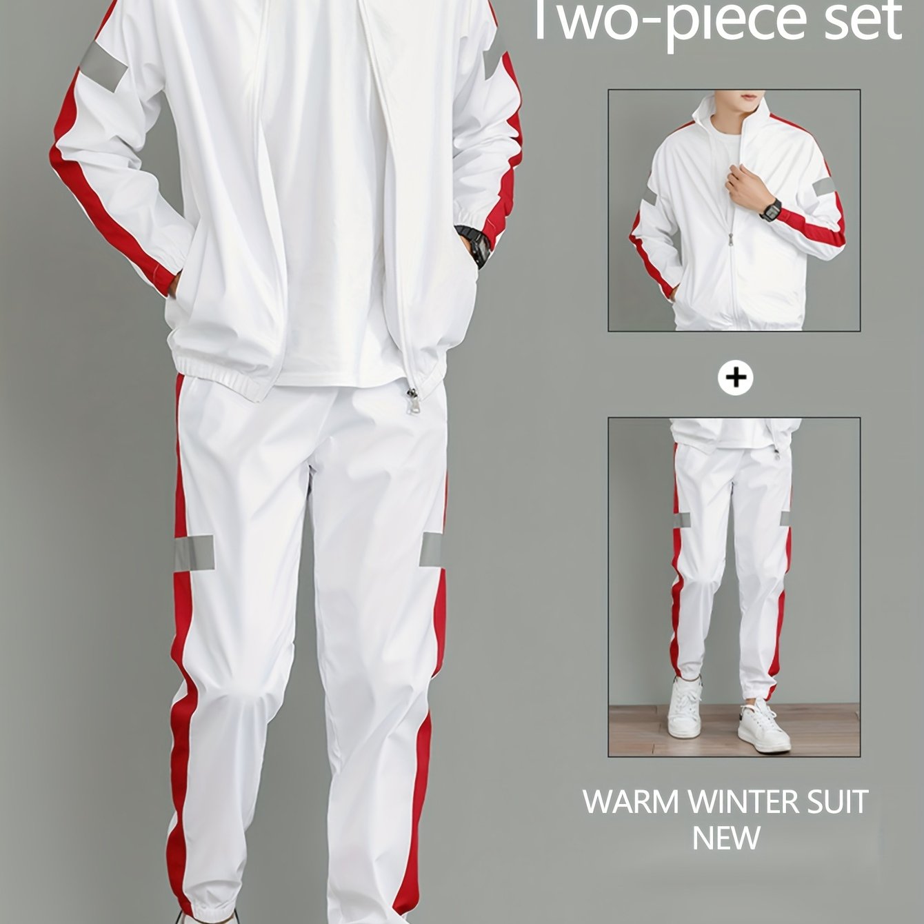 2pcs Men's Spring/Autumn Casual Long Sleeve Sportswear Set with Stand Collar