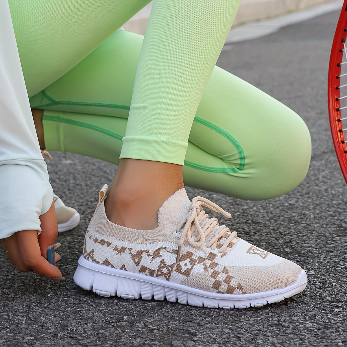 Women's Casual Sneakers Comfort Sport Shoes Fabric Knit Breathable Slip-On All-Season Walking Flats - EVA Sole Non-Slip Athletic Running Footwear - Taizhou North America & Europe Exclusive