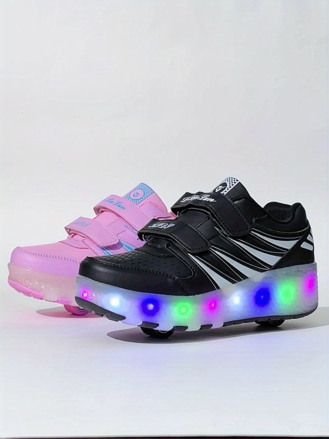 New Trendy Breathable Two-Wheeled Roller Shoes with LED Lights for Boys And Girls, Suitable for Outdoor Sports And Skating.