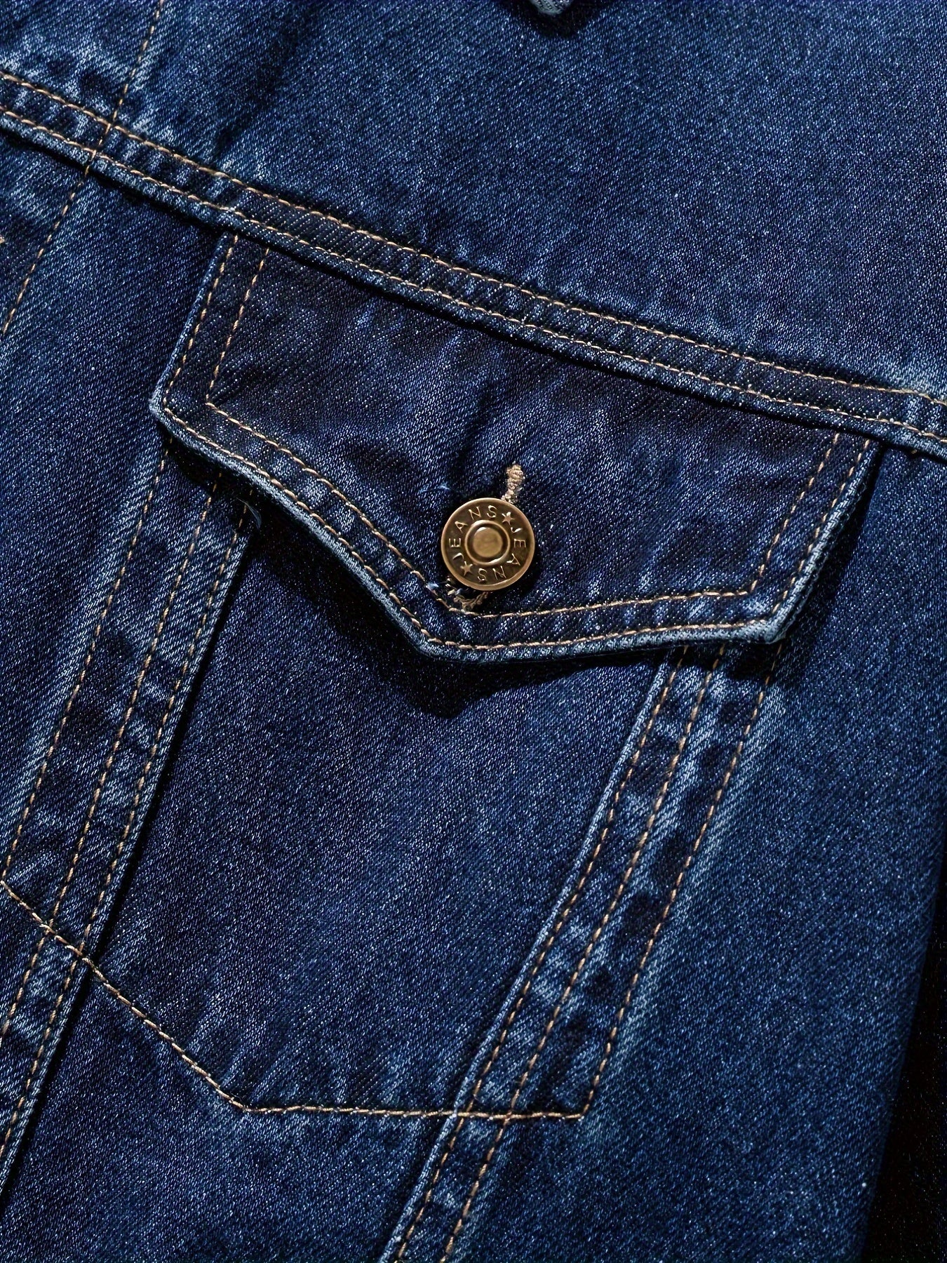 Men's Slim-Fit Denim Jacket - Casual Cotton Blend, Long Sleeve with Pockets, Machine Washable