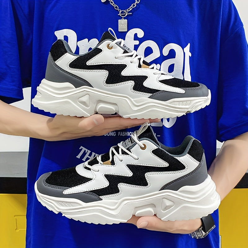 Men's Casual Sports Sneakers with Lace Closure, Breathable Mesh Upper, Solid Color, Low Top, Fabric Insole, EVA Sole, PU and Mesh Material, Ideal for Running, Exercise, Hiking, and Daily Wear