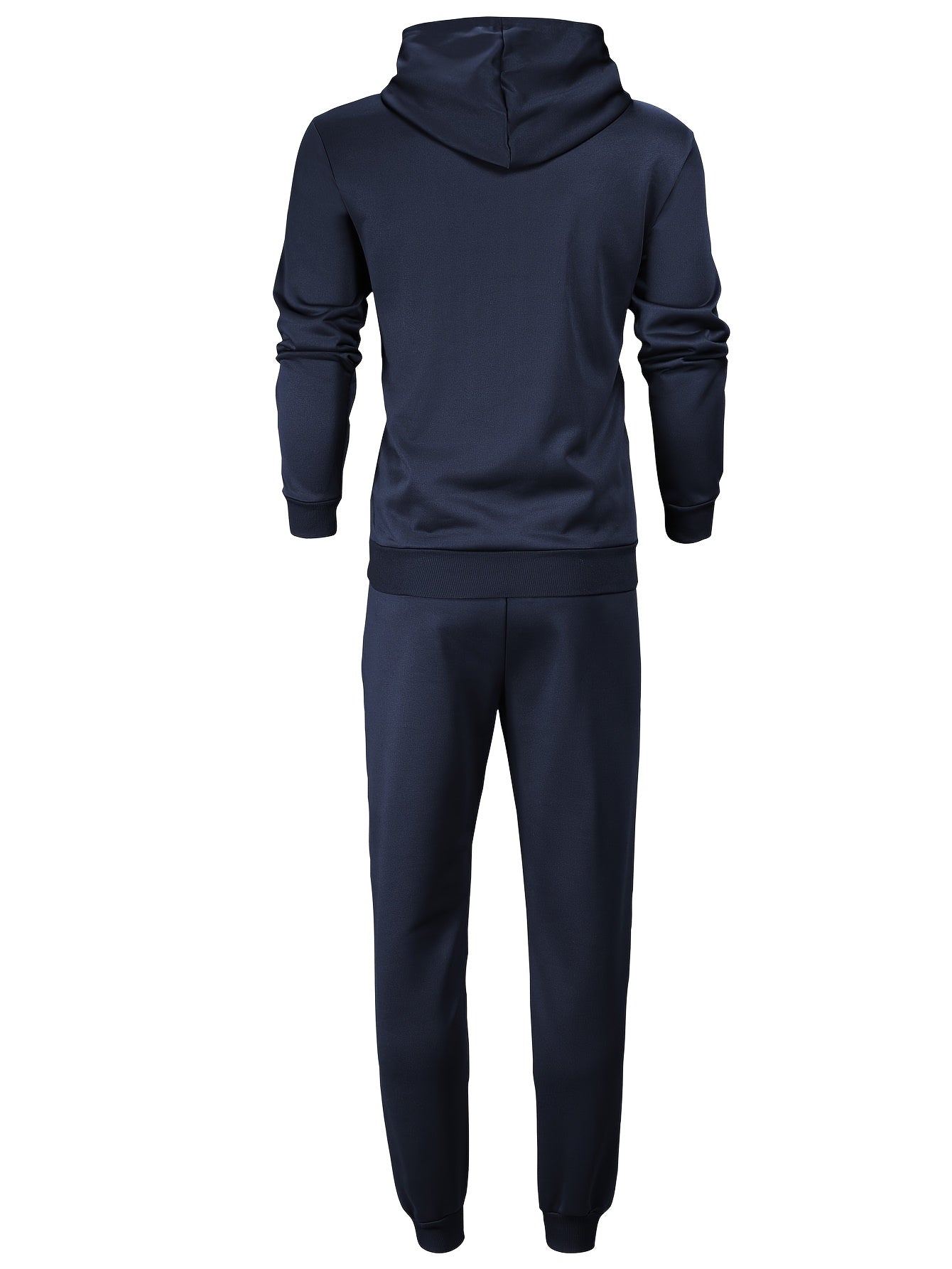 1set Men'S Casual Sports Suit, Polyester Hooded Sweatshirt and Jogger Pants Set, Solid Color, Elastic Waist, Cuffed Ankles, Knit Pullover with Pockets, Regular Fit for Outdoor Running and Jogging - Spring/Autumn Collection