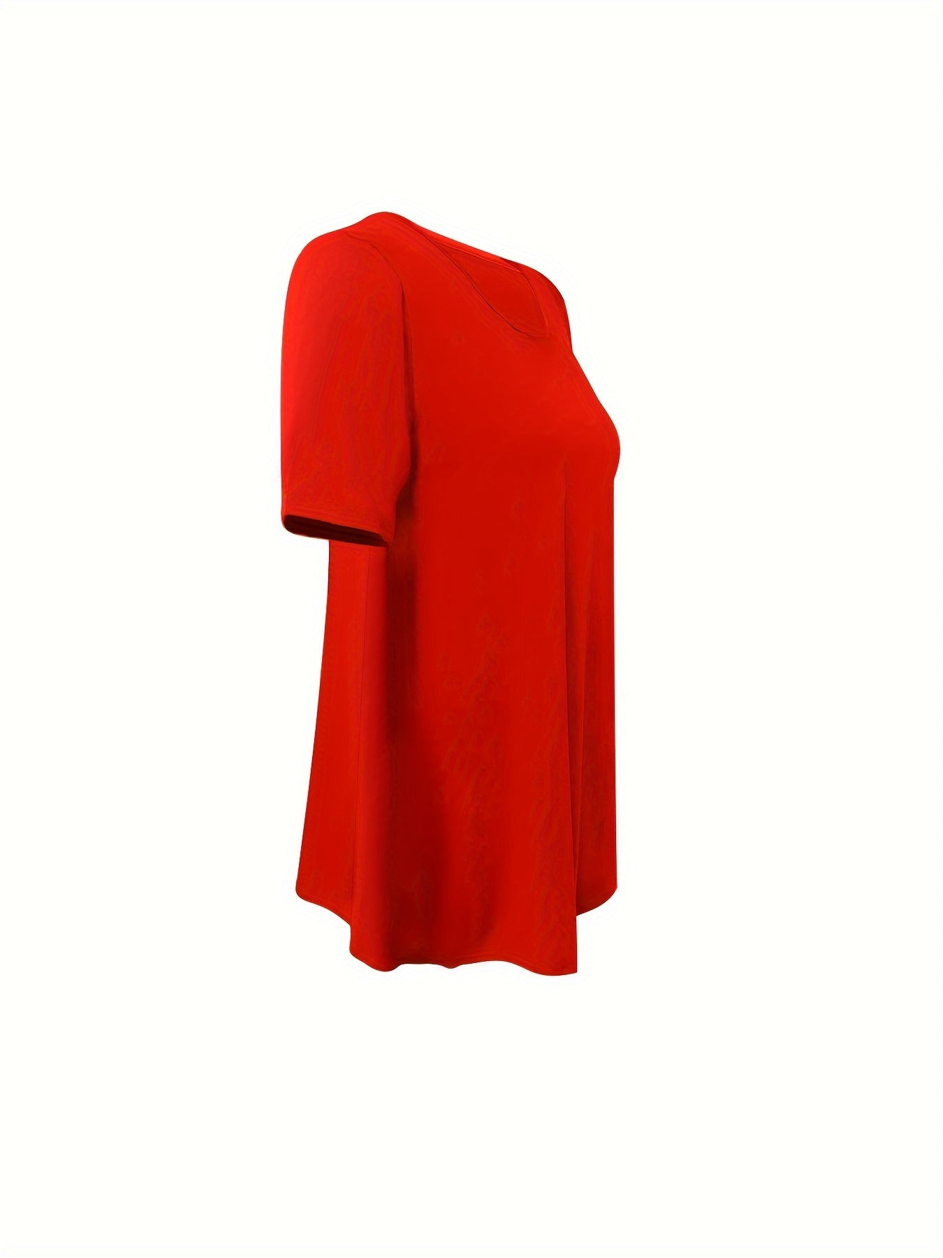Asymmetrical Hem Crew Neck T-shirt, Short Sleeve Casual Top For Summer & Spring, Women's Clothing