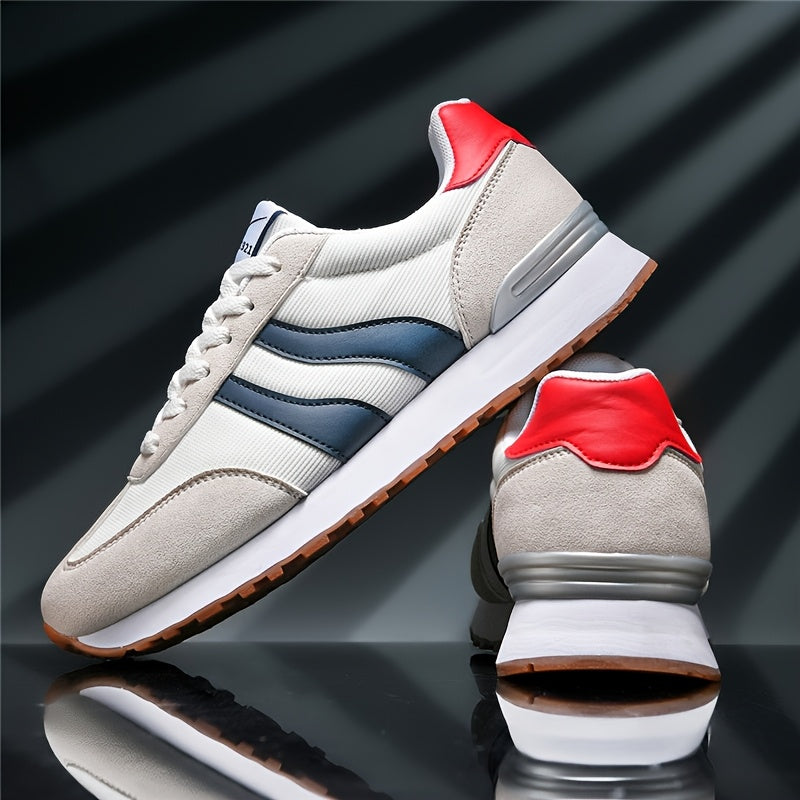 AOPLUS Men's Breathable Casual Sneakers - Lightweight Running Shoes with Cushioned Insole, Durable Rubber Sole, and Stylish Color Block Design for Sports and Casual Attire