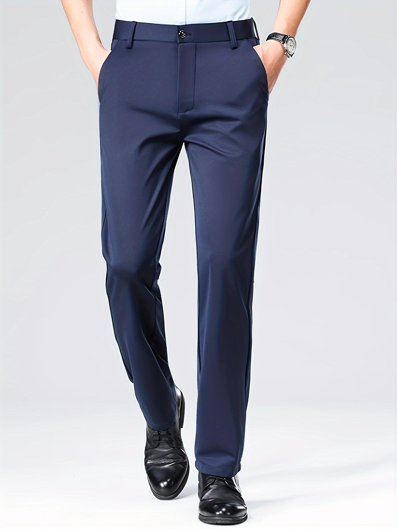 Men's Casual Straight Leg Pants, Chic Business Style Versatile Trousers for Daily Wear