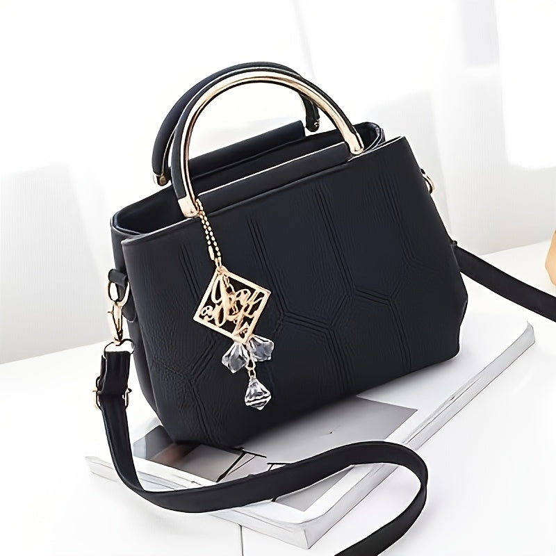 Women's Elegant Quilted Crossbody Shoulder Bag - Adjustable Strap & Golden-Tone Hardware, Dark Green & Golden-Tone Handbag with Zipper Closure, Versatile for Casual & Formal Occasions, Everyday Accessory, Chic Accessory, Refi