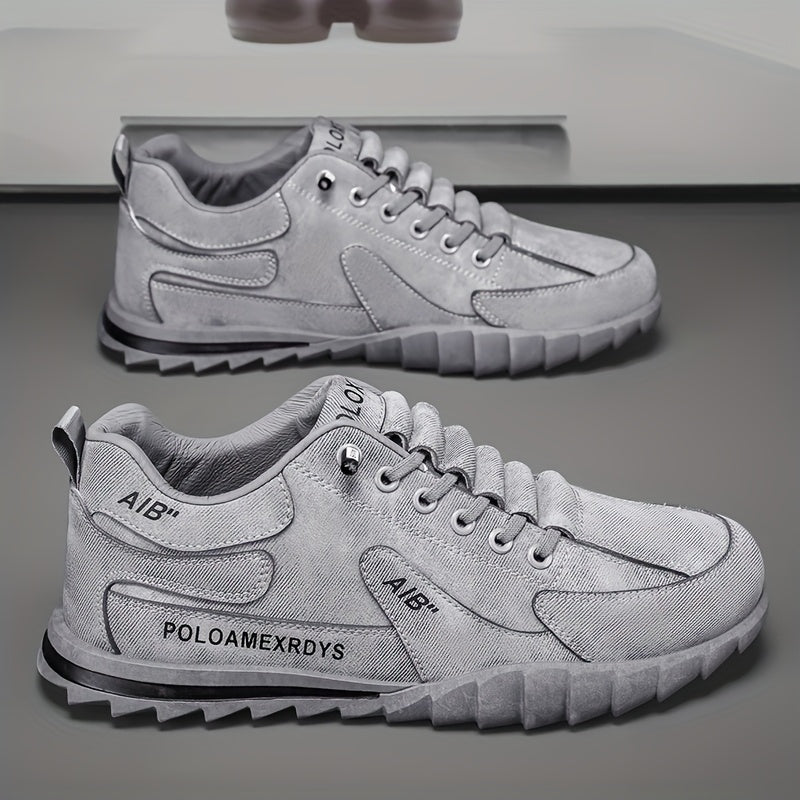 Men's Slip-On/Lace-Up Casual Shoes - All-Season Non-Slip Cushioned PVC Sole, Low-Top Athletic Sneakers Grey/ for Gym, Office, Everyday - Durable Canvas Upper & Non-Slip Grip Outsole, Grip Enhancing Footwear, Comfortable Lined