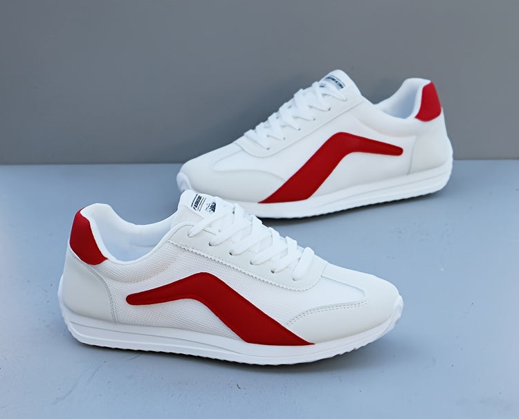 Fashion Sneakers Men'S Breathable Mesh Casual Sports Running Shoes - Striped Low Top Lace-Up Round Toe Comfort Footwear for All Seasons - PVC Sole, Fabric Insole, Everyday & Athletic Use