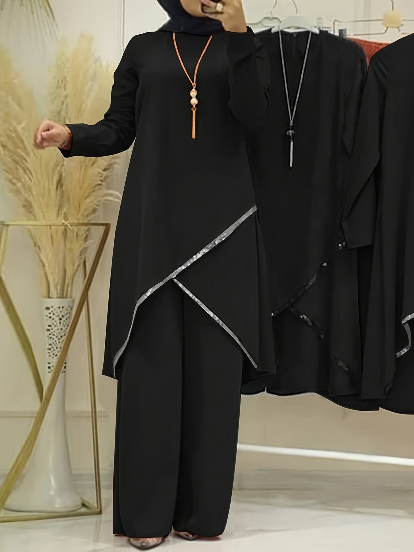 Irregular Long Sleeve New Top Women's Wide Leg Pants Fashion Set Loose Casual Two-Piece Suit