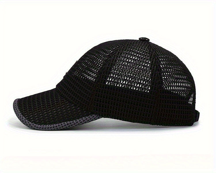 2pcs Unisex Quick-Dry Breathable Mesh Baseball Caps - Adjustable Lightweight Summer Sun Hats with Geometric Textured Design for Outdoor Sports, Football Games & Casual Streetwear (Black & Gray), Game Day Accessories, Durable