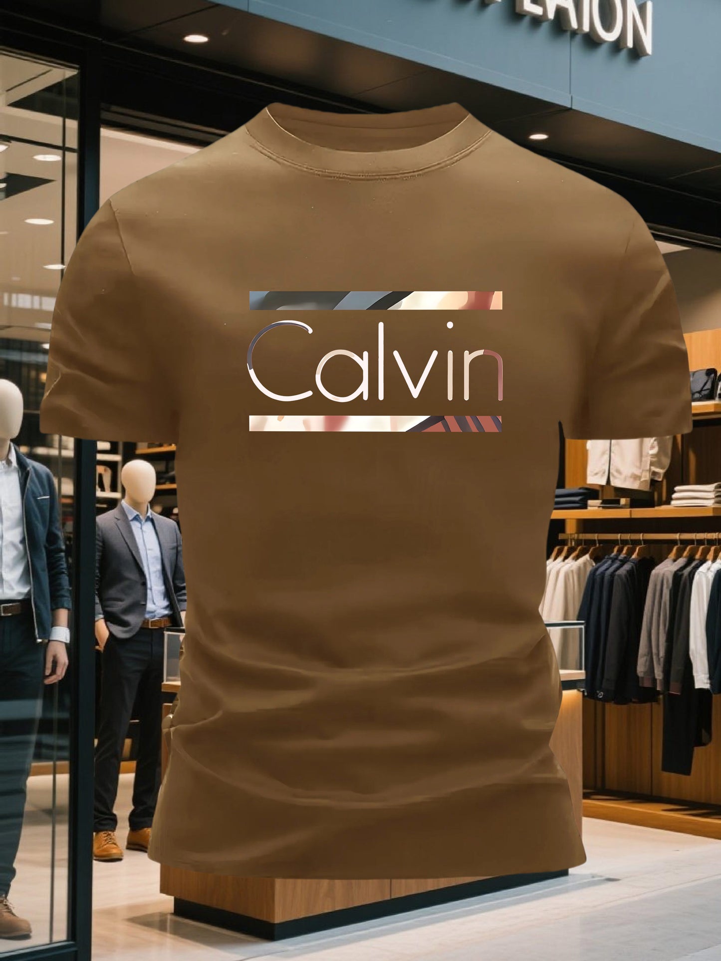 Men'S Bright Pink CALVI Graphic T-Shirt - Soft Breathable 100% Cotton Crewneck Tee, Everyday Casual Shirt for Office, Outings & Gym - Minimalist Modern Top, Comfortable Clothing, Stylish Letter Print, Durable Fabric, Short Sl