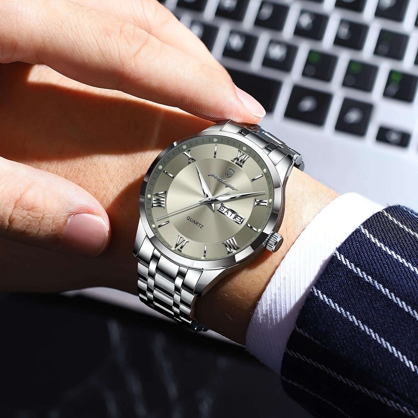 POEDAGAR new trend leisure elegant simple ladies watch new design luminous calendar stainless steel quartz lady wristwatch.