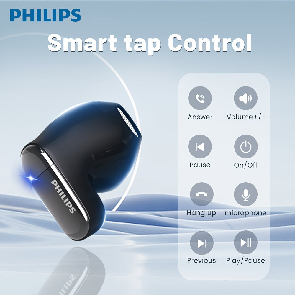 PHILIPS True Wireless Earphones Earbuds - Comfortable for iPhone/ Android, Built-in Microphone Sweat Wireless Headset, Wireless Headphones TAT2169