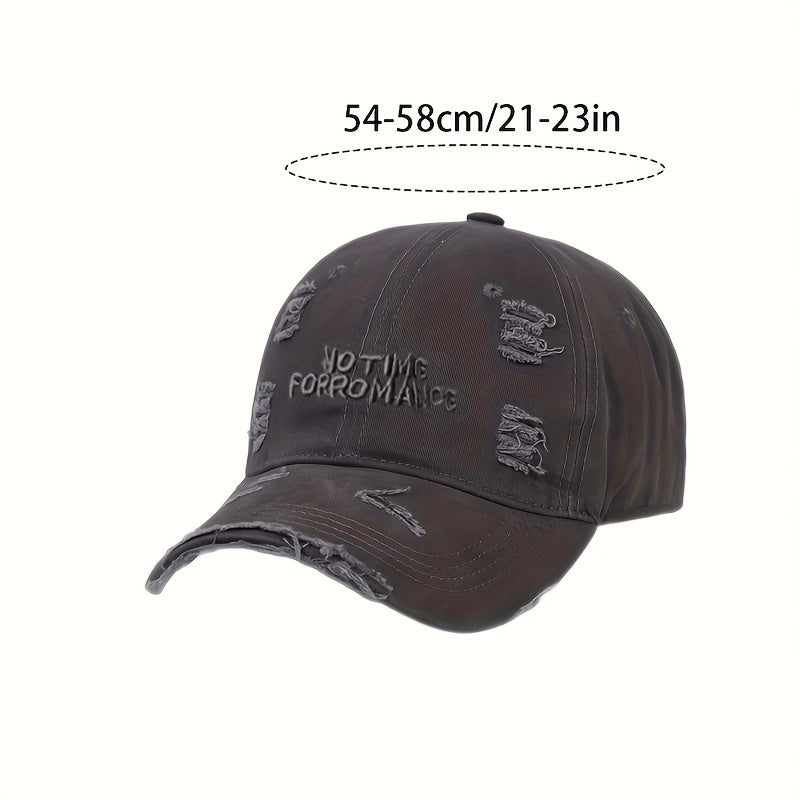 Women's Distressed Embroidered Baseball Cap - Adjustable Lightweight Sun Hat with Wide Brim for Outdoor Travel, Casual Outings & Daily Use, Machine Washable, Outdoor Headwear, Trendy Baseball Cap, Rustic Appeal, Summer Access
