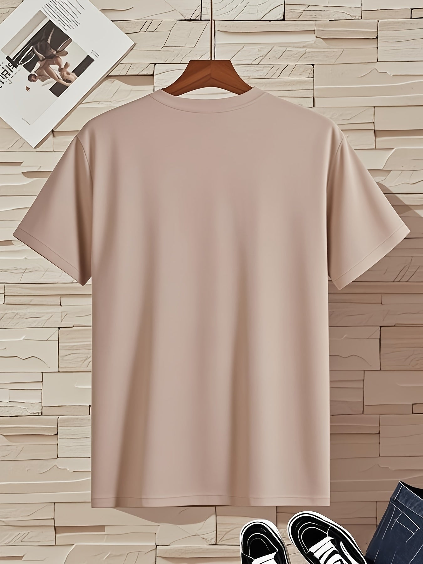 Men'S V-Neck Short Sleeve T-Shirt - Lightweight & Breathable, Casual Fit, Solid Black, Perfect for Summer, High-Quality Knit Fabric, Everyday Tshirt | Casual Style | Comfortable Fit
