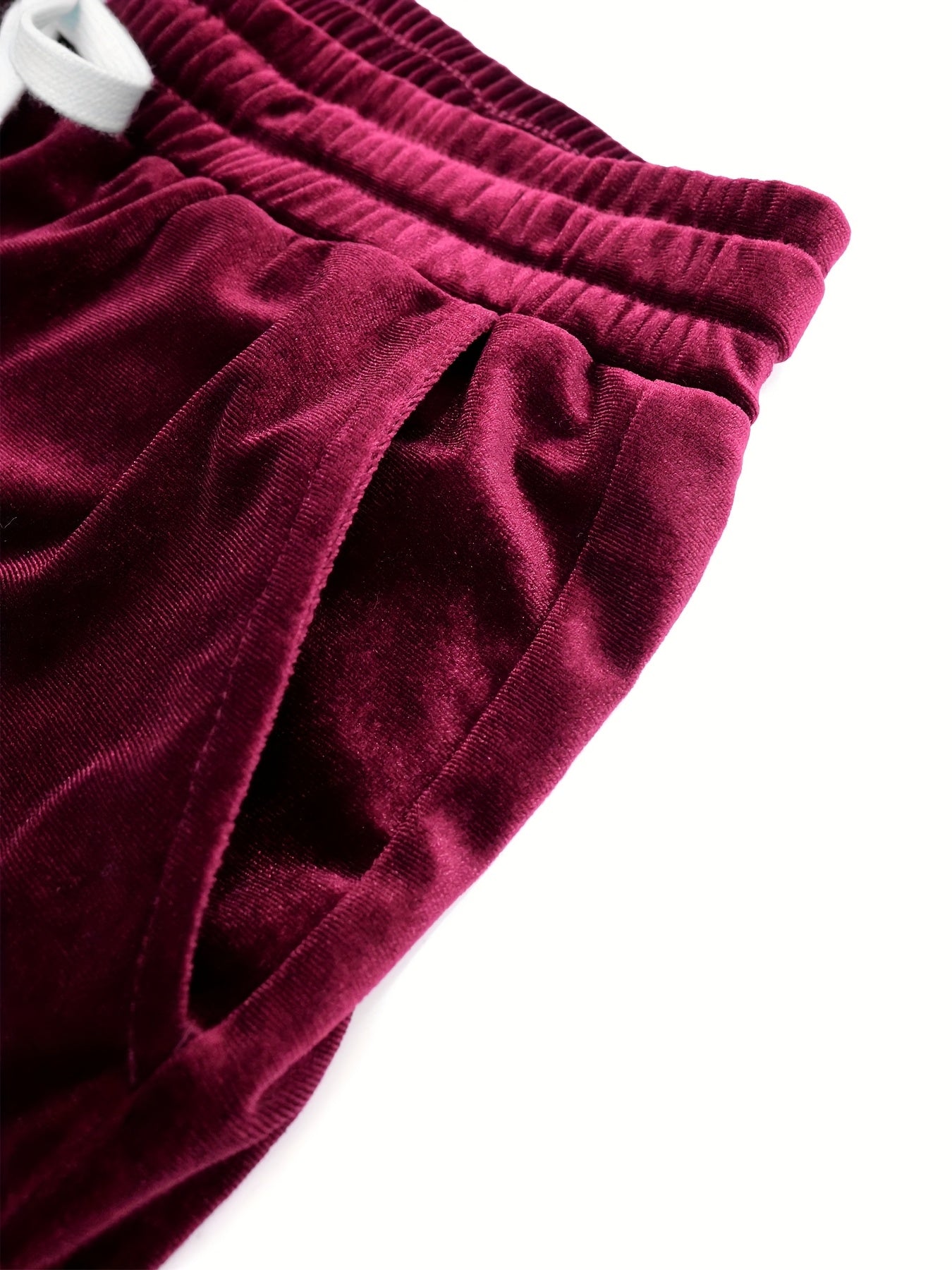 Men'S Fashion Velvet Knit Pullover Set, Contrast Letter Embroidery Top and Solid Color Drawstring Shorts, Simple Casual Outing Commuting Vacation Light Luxury Set, Regular Fit Elastic Knit Two-Piece Set, High-end Sheen Light