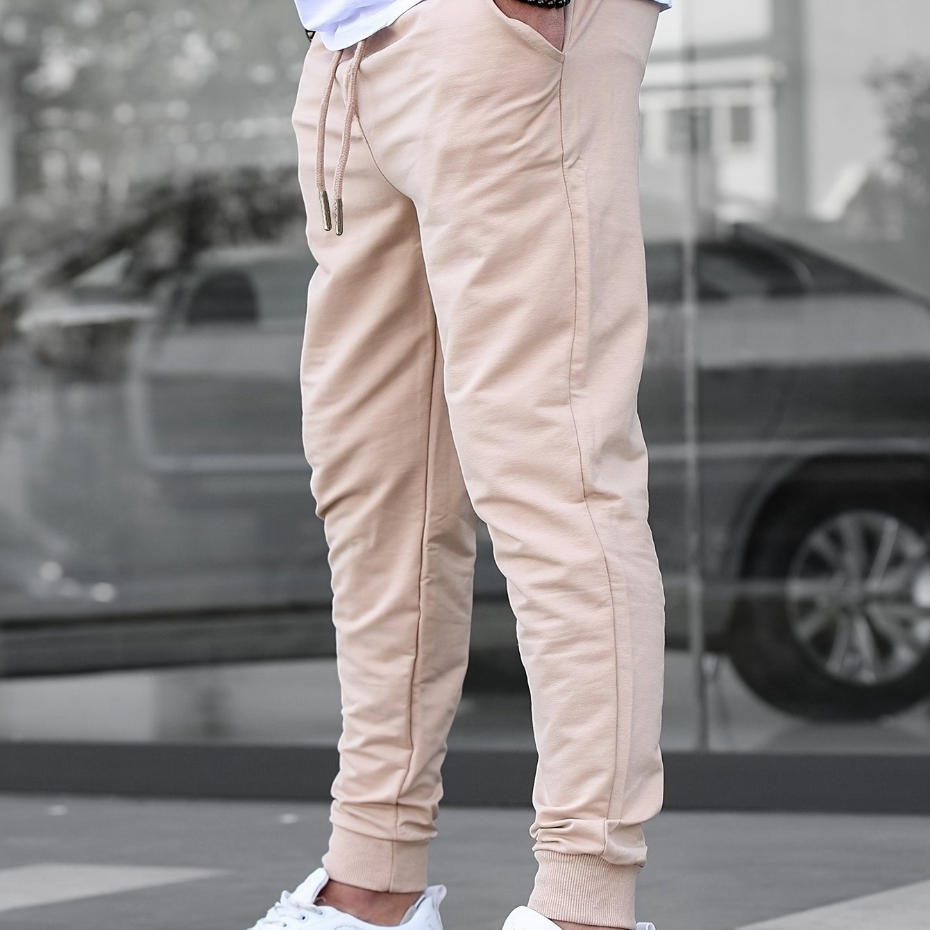 Men's Solid Color Jogger Sports Pants With Drawstrings, Casual Lightweight And Breathable Running Fitness Slim Pants Outdoor Trousers