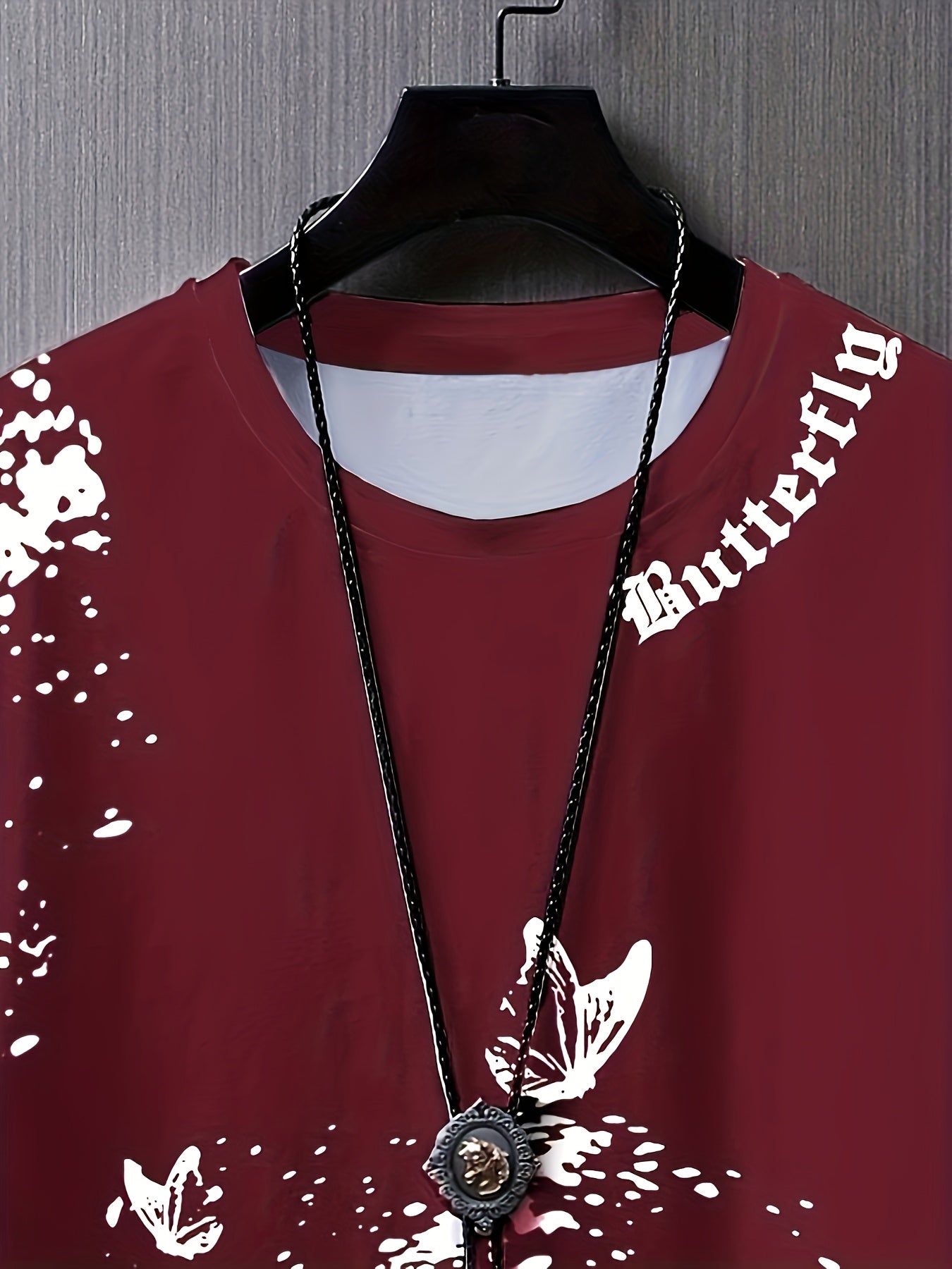 Men's Flat Shoulder Casual Butterfly Print Short Sleeve T-Shirt XT7119