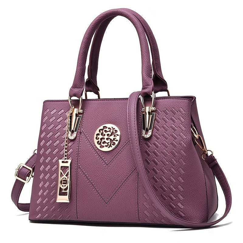 Classic Top Handle Satchel Bag, Fashion PU Bag, Women's Casual Handbag, Shoulder Bag & Tote Purse