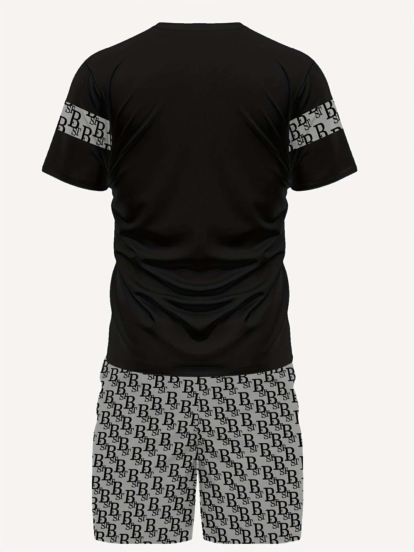 Men's Casual 3D Print Sports Outfit Summer Round Neck Short Sleeve T-Shirt and Shorts Set