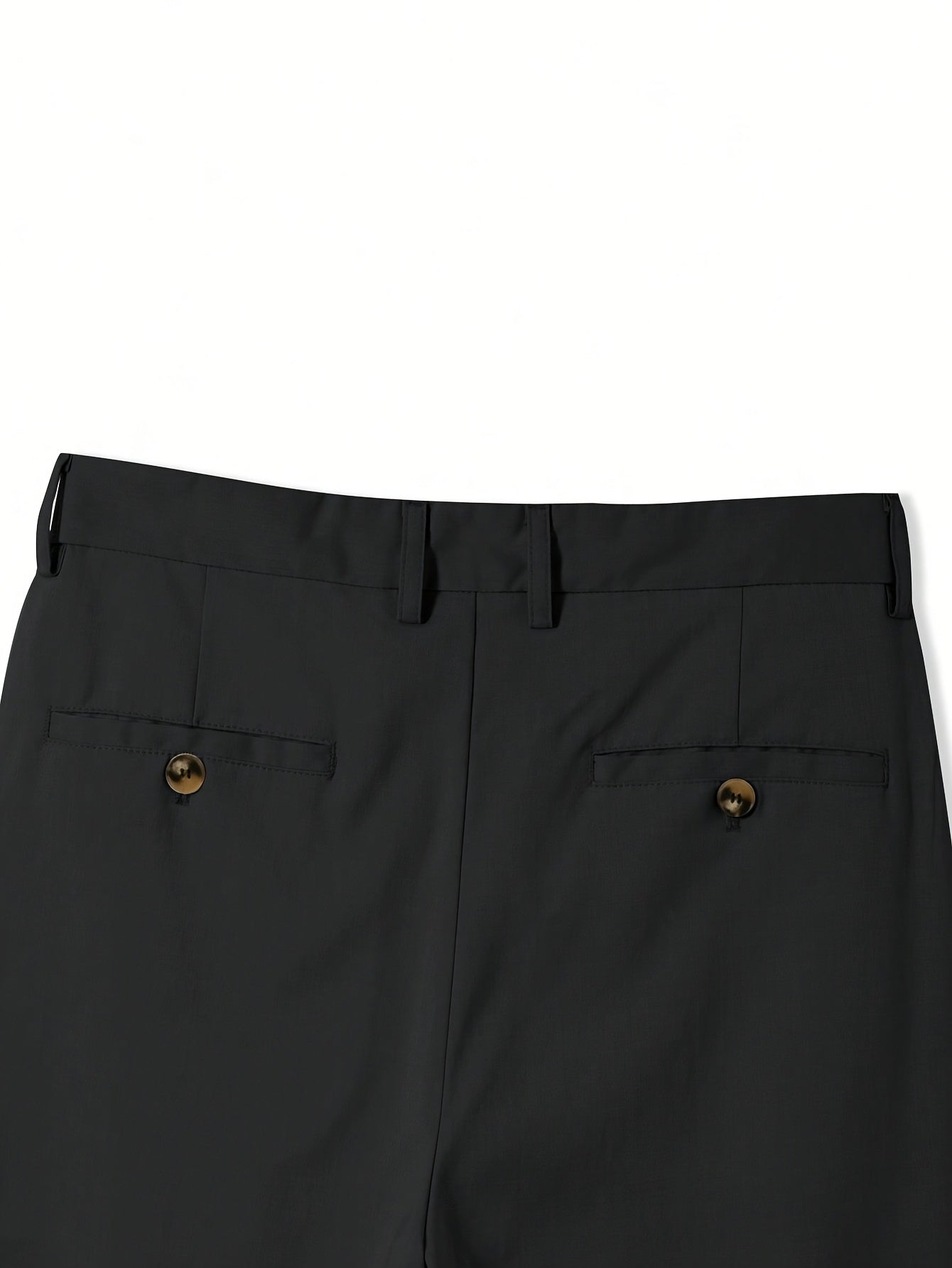Men's Sleek Solid Color Dress Pants - Polyester, Mid-Rise with Pockets, Ideal for Office & Casual Wear in Spring/Summer, Non-Stretch Fabric