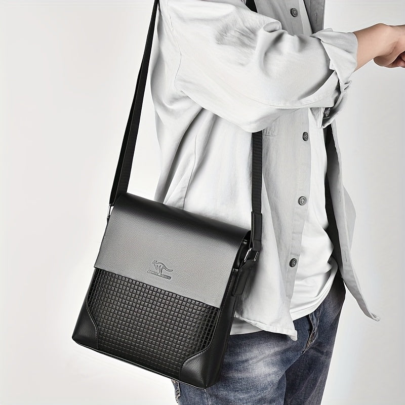 Men'S Stylish Casual Shoulder Crossbody Bag, Small Faux Leather Satchel.
