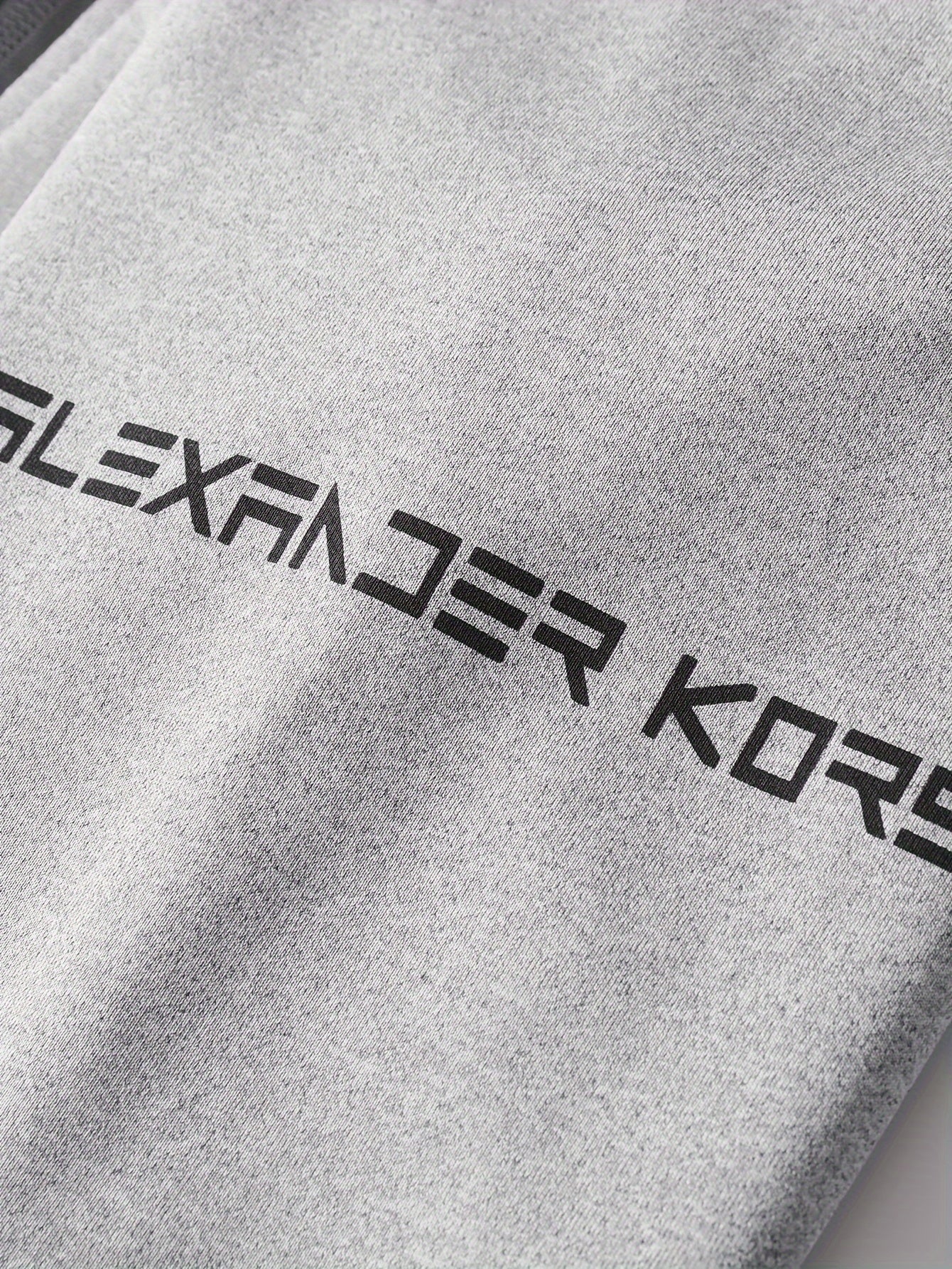 Men's AK Letter Print Long Sleeves Hoodies With Zipper Detail & Long Pants Two-piece Set, Slight Stretch Comfortable Clothing For Spring And Autumn