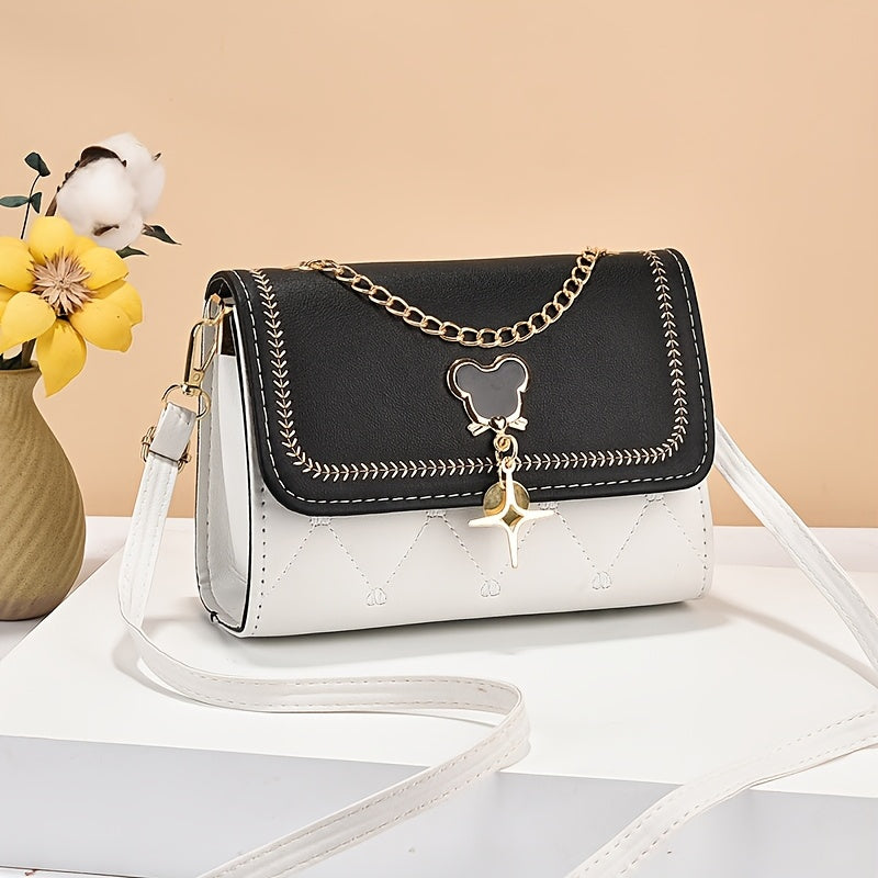 Chic Women'S Quilted Crossbody Bag with Chain Strap - Adjustable Strap, Snap Closure, Polyester Lining, Perfect for Parties, Dates, and Gifts, Party Accessory | Quilted Texture | Adjustable Strap Bag