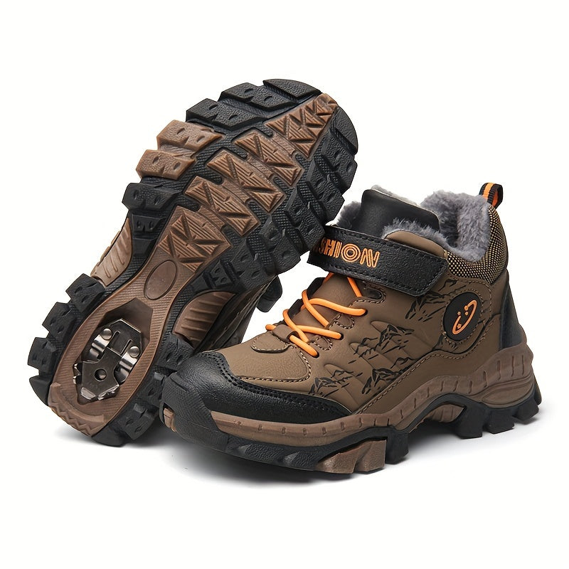 Teen Comfort Plush Lined Hiking Shoes are warm, durable, and comfortable for boys and girls, perfect for fall/winter outdoor adventures, warm and comfortable