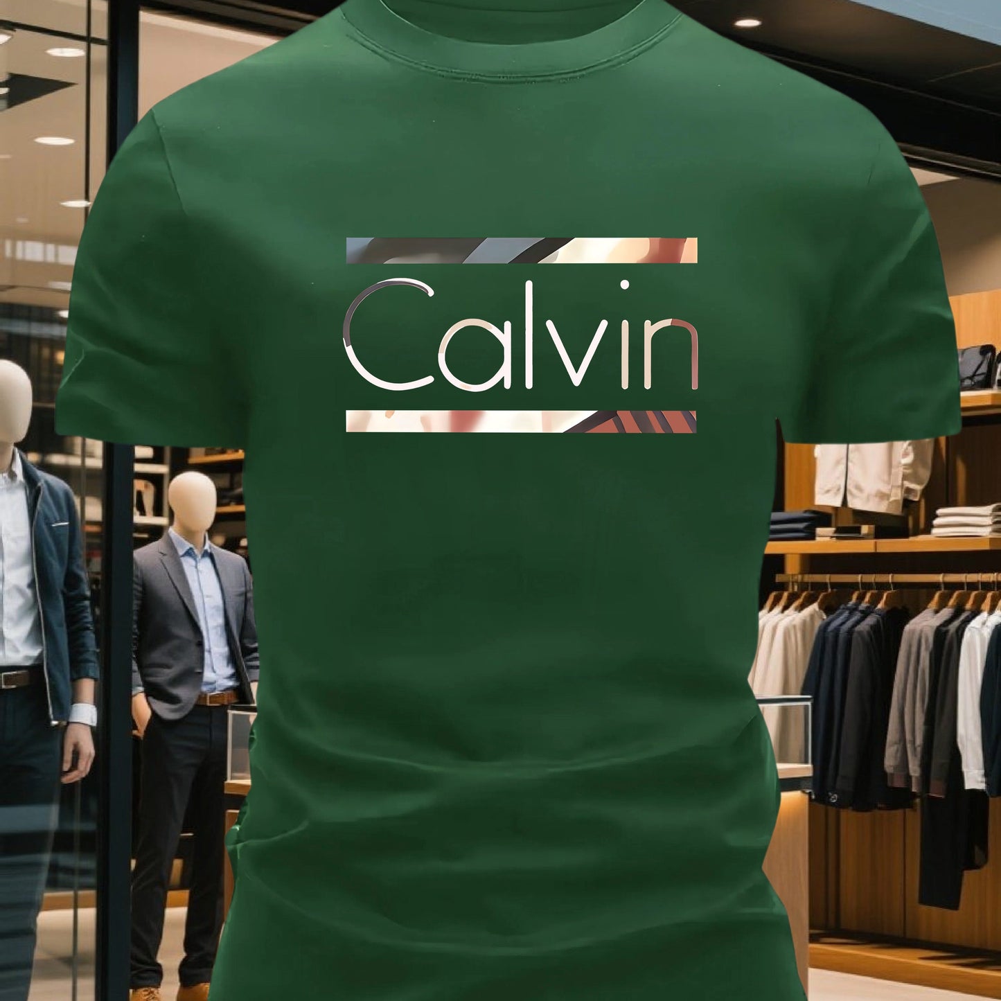 Men'S Bright Pink CALVI Graphic T-Shirt - Soft Breathable 100% Cotton Crewneck Tee, Everyday Casual Shirt for Office, Outings & Gym - Minimalist Modern Top, Comfortable Clothing, Stylish Letter Print, Durable Fabric, Short Sl