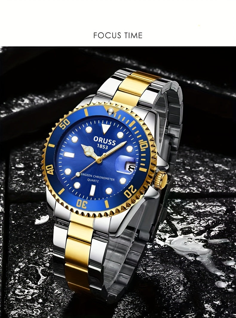 Authentic New Style Temperament Golden Watch Calendar Watch Men's Watch Men's Watch Korean Version Trendy Model