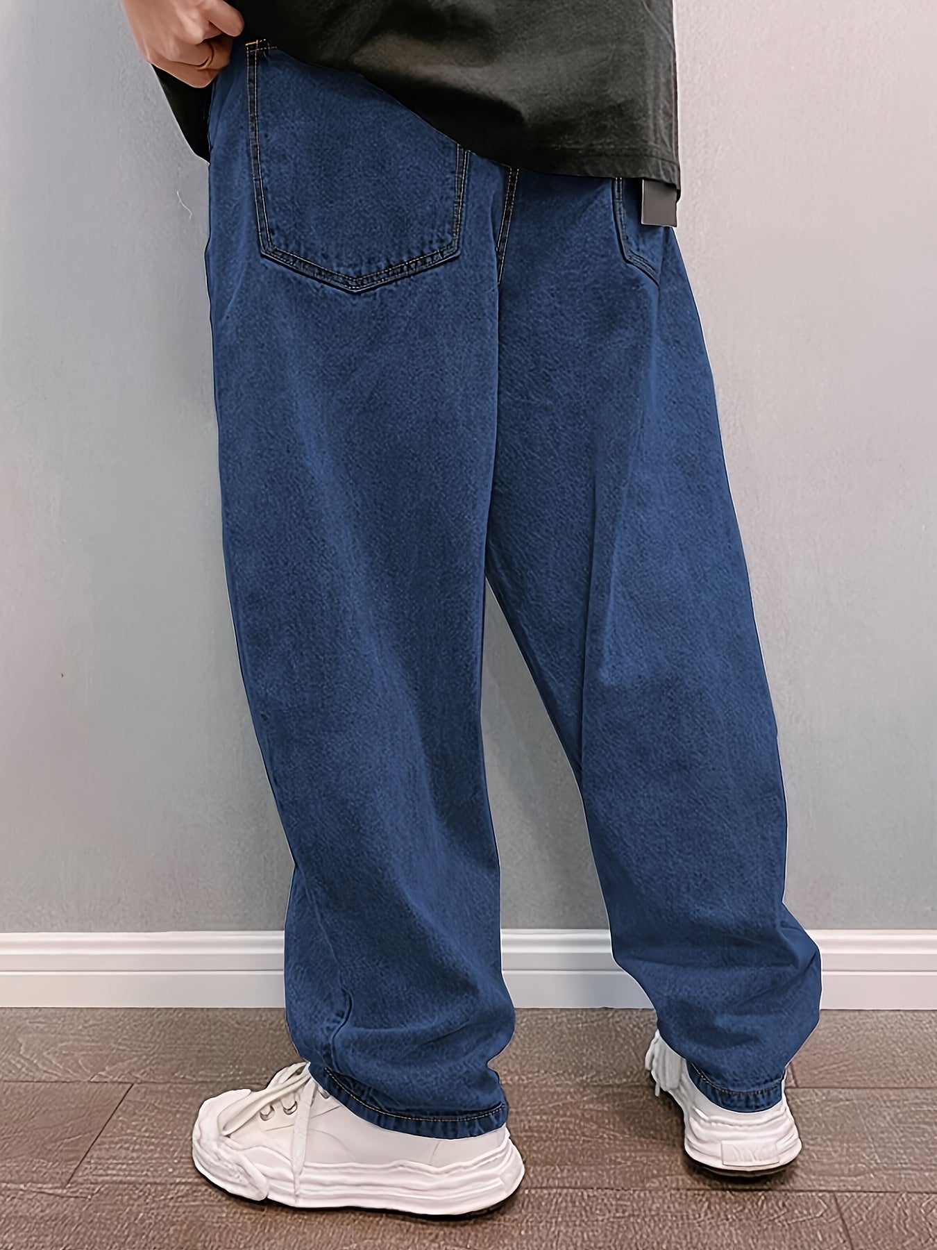 New Men'S Long Pants for Spring And Summer 2024, Light Blue Washed Denim, Loose-Fitting Casual Street Style Jeans.