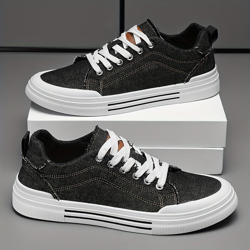 Men's Casual Sneakers - Lightweight Breathable Canvas & PVC Sole, Low-Top Lace-Up Round Toe Design for Outdoor Hiking, Streetwear & Daily Wear - All-Season Versatile Comfortable Shoes, Versatile Sneakers | Lowtop Sneakers | D