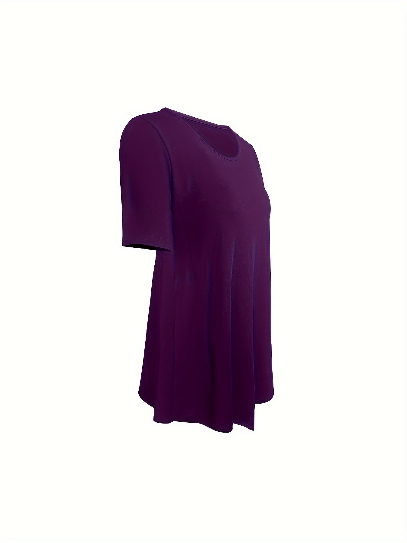 Asymmetrical Hem Crew Neck T-shirt, Short Sleeve Casual Top For Summer & Spring, Women's Clothing