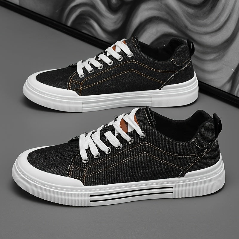 Men's Casual Sneakers - Lightweight Breathable Canvas & PVC Sole, Low-Top Lace-Up Round Toe Design for Outdoor Hiking, Streetwear & Daily Wear - All-Season Versatile Comfortable Shoes, Versatile Sneakers | Lowtop Sneakers | D
