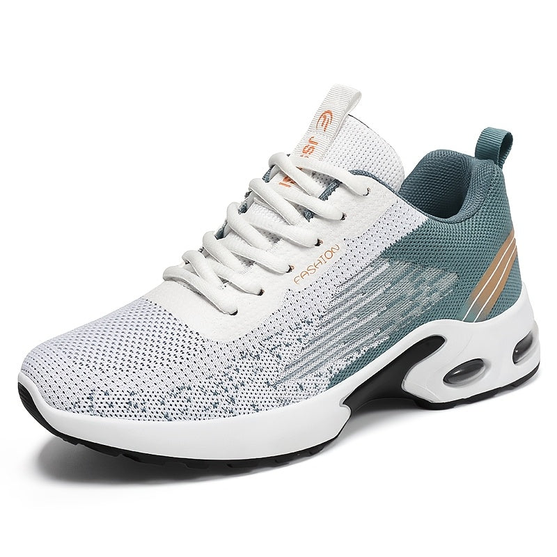 Men's Fashion Sports Sneakers, Breathable Mesh Fabric Upper, Comfortable Lace-Up Running Shoes with PVC Sole and Cloth Insole for All Seasons