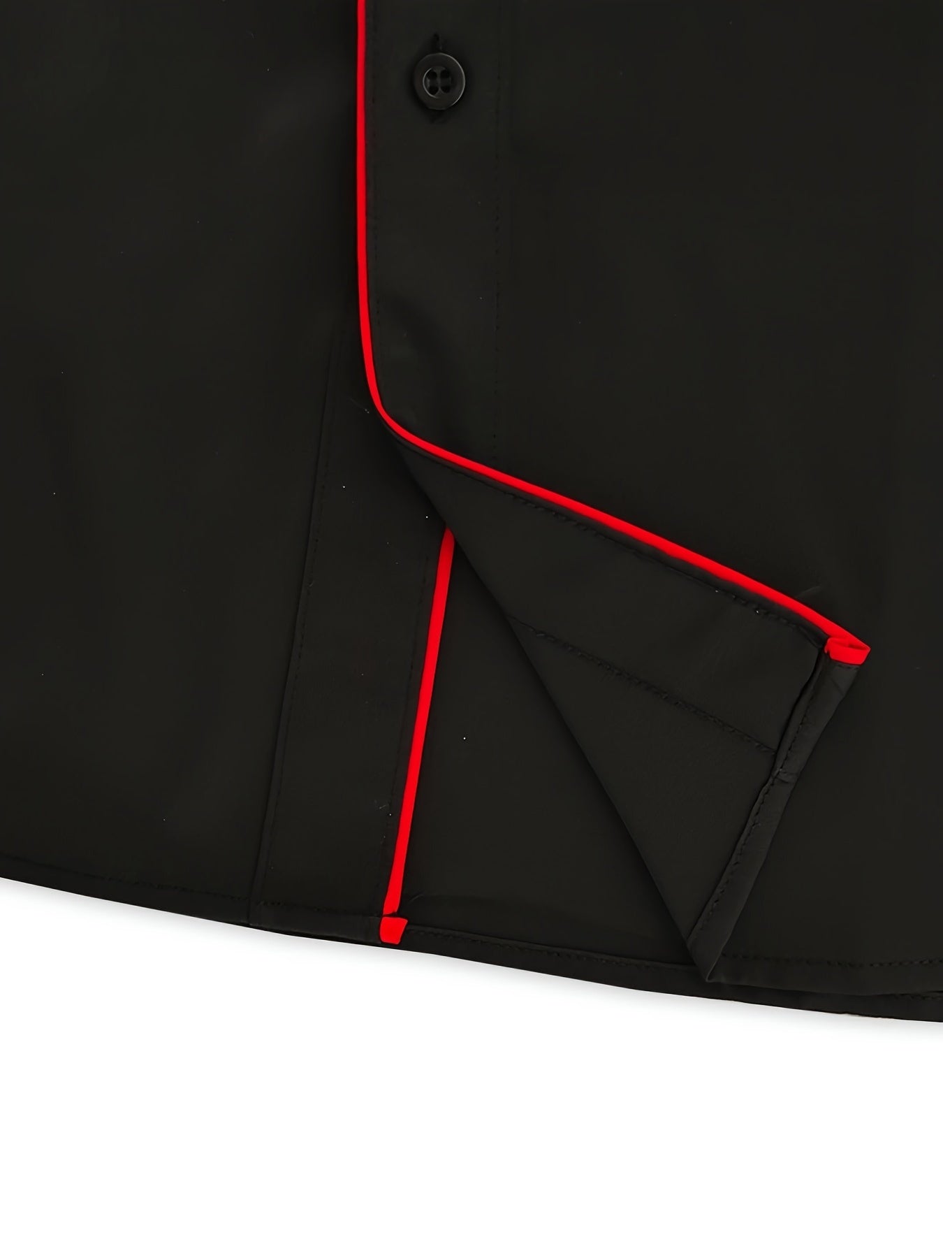 Elegant Men's Solid Color Long Sleeve Dress Shirt with Stylish Contrast Trim - 100% Polyester, Button-Up, Machine Washable - Ideal for Formal & Semi-Formal Occasions