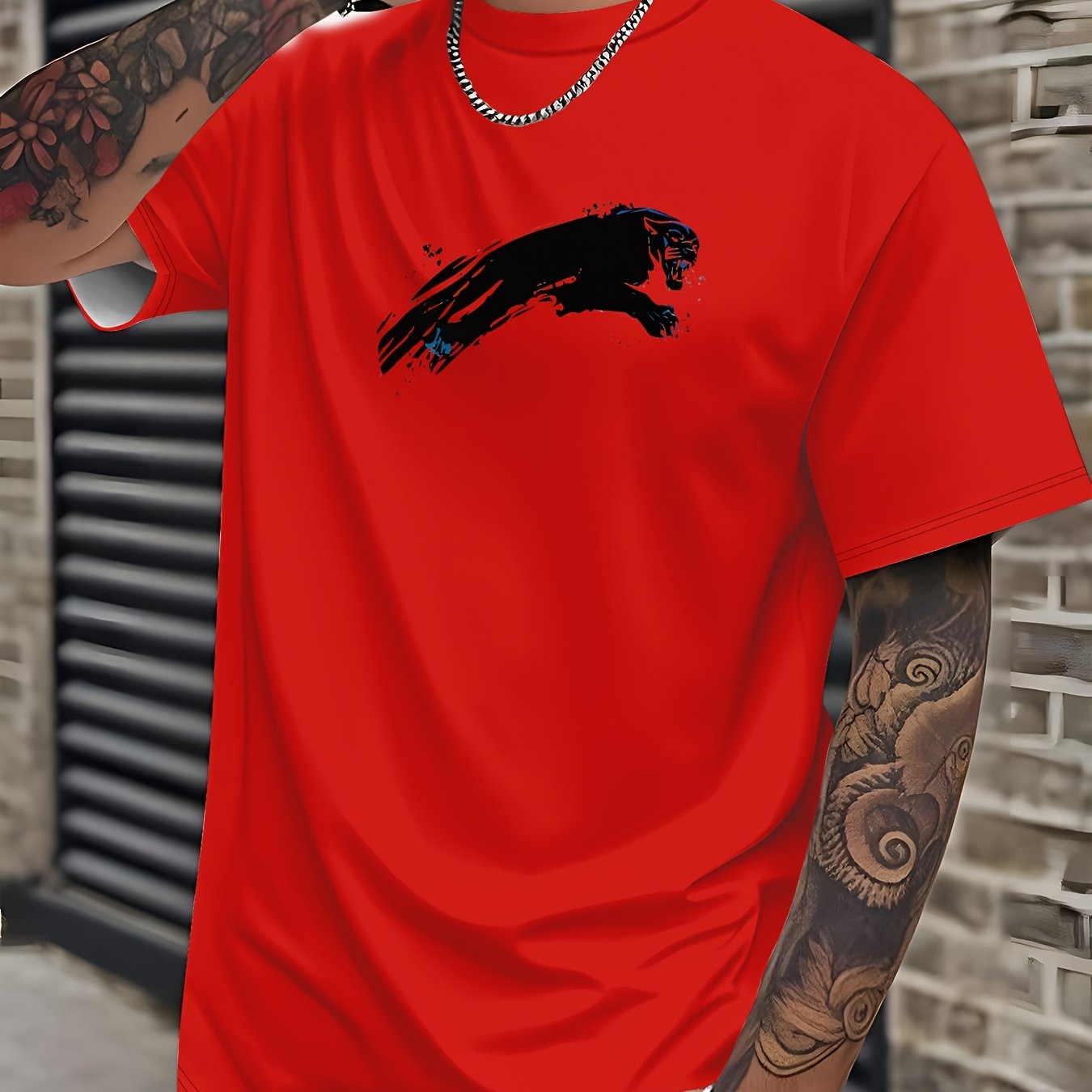 Men'S Bold Black Graphic T-Shirt - Lightweight Everyday Casual Tee for Sports & Formal Events - Breathable Round Neck Shirt - Easy-Care Everyday Essential Top, Sports Friendly Apparel, Modern Casualwear, Comfortable Fit, Stre