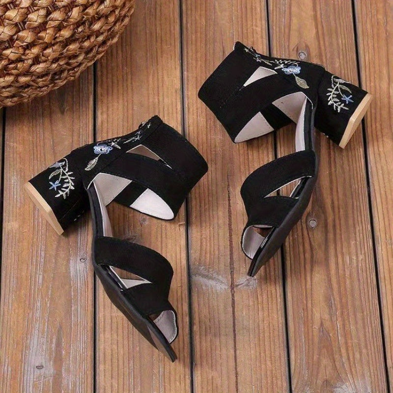 Chunky Heel Sandals Pu Rubber Ankle-Strap Buckle Mid Heel(3-5cm) Open Toe