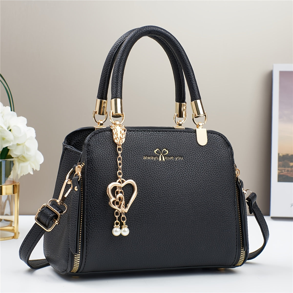 A Stylish And Versatile Women'S Bag with a Large Capacity, Featuring a Minimalist Trendy Design And a Textured Lychee Pattern, Suitable for Shoulder, Crossbody, Or Hand Carry.