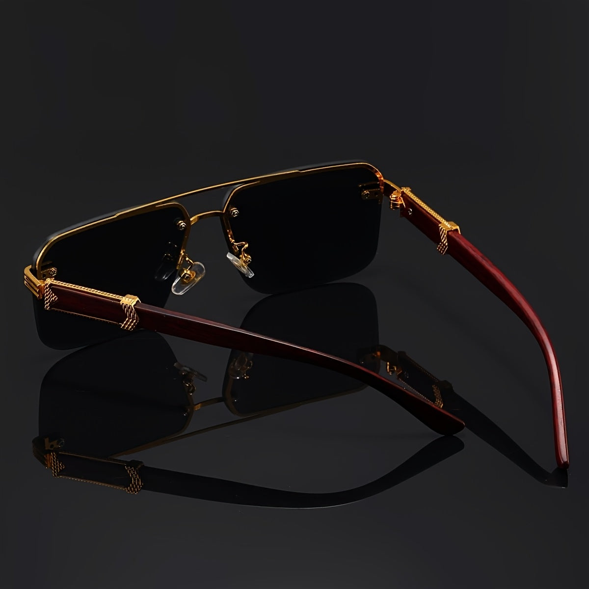 Luxury Frameless Fashion Glasses for Men and Women, Imitation Wood Grain Temple Tips, Perfect Choice, Versatile Comfortable, Popular Selection