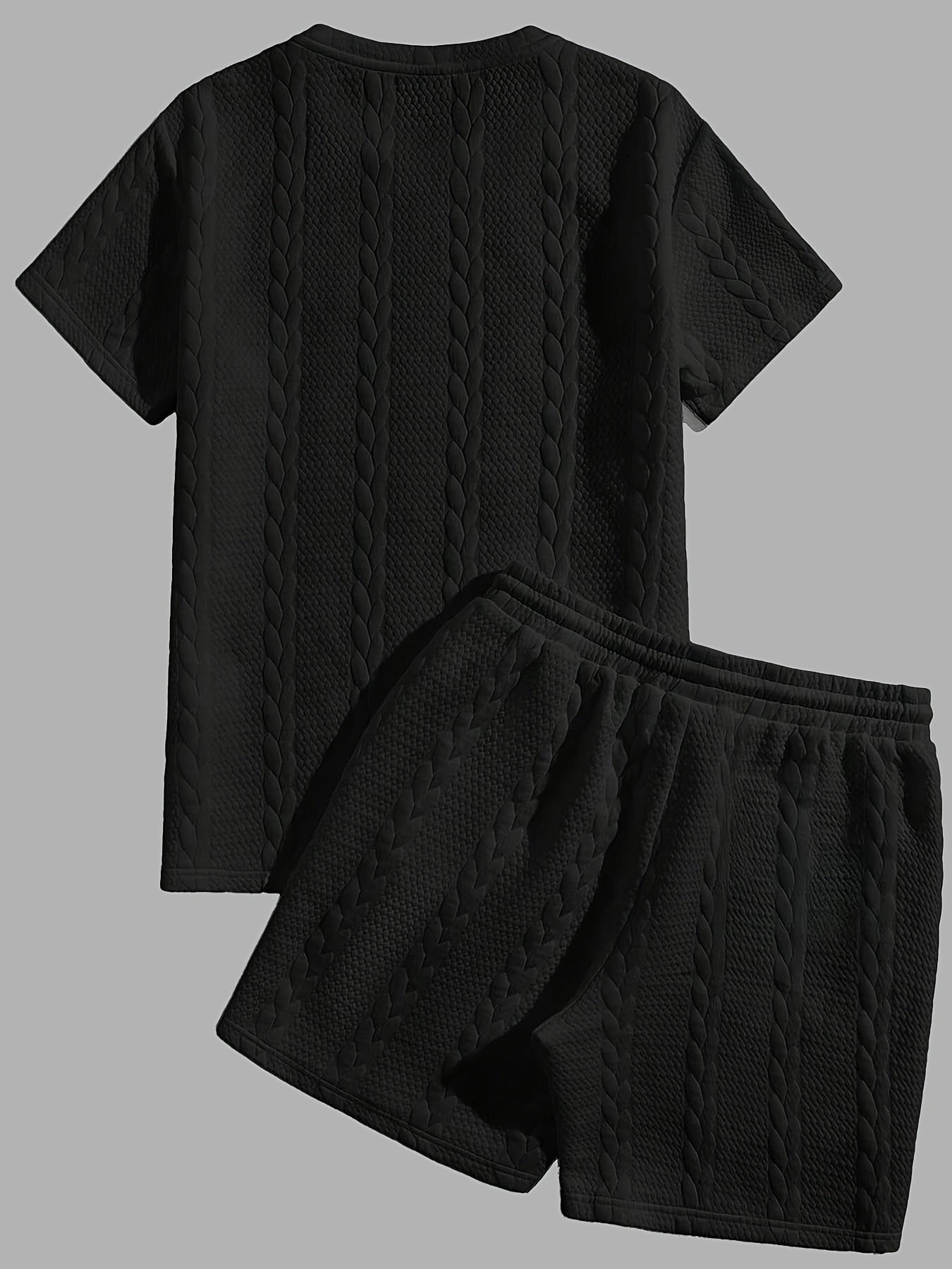 Casual Crew Neck Short Sleeve T-Shirt & Drawstring Shorts - Brown, Summer Outfit