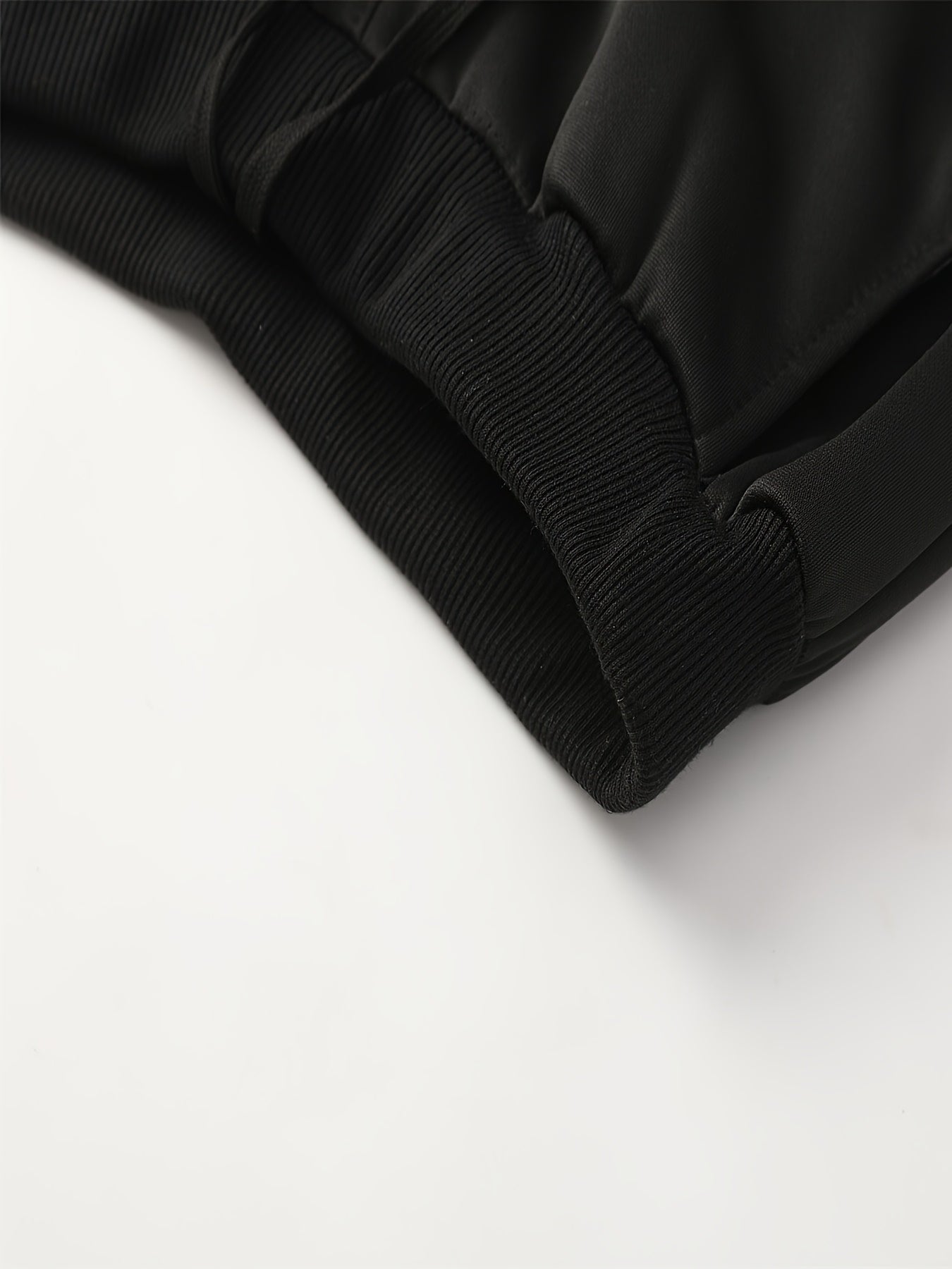 2025 Men'S Athletic Set - White & Black, Long Sleeve, Collared, Non-Stretch Fabric, with Pockets, for Spring/Fall, Casual Sportswear, Casual Sportswear|Modern Athletic|Pocketed Jacket