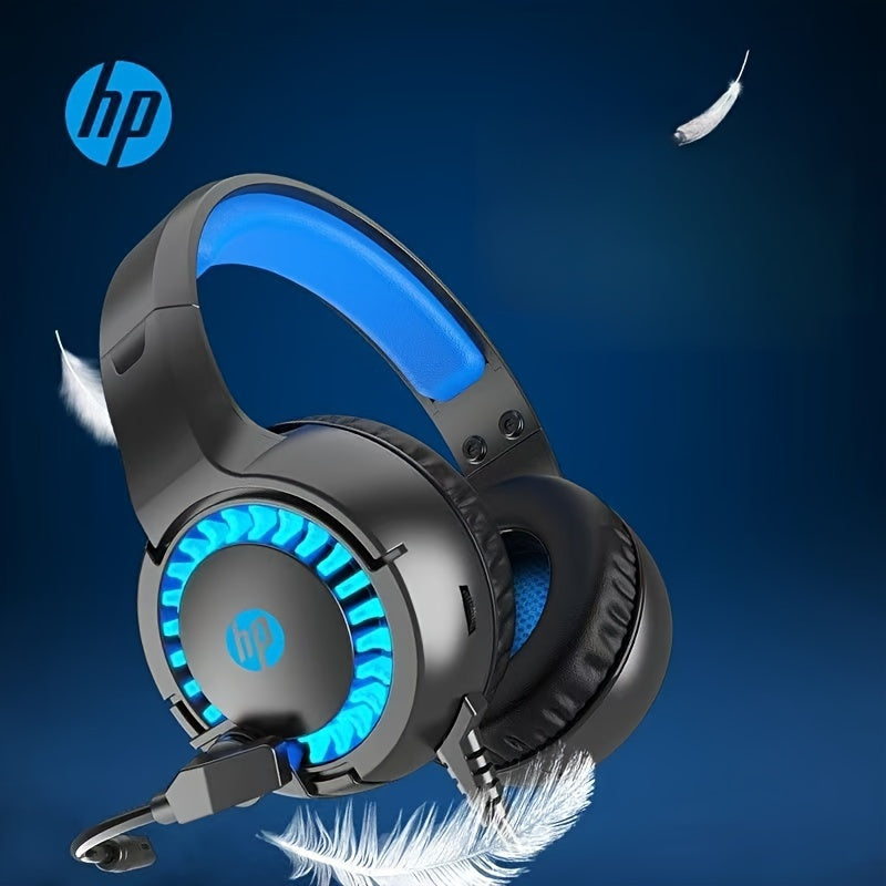 HP Headphone DHE-8011, Desktop Laptop All-In-One Can Be Used, 3.55Mm And Usb Interface, Wired Microphone Game Headset, Cool Light Effect, Noise Reduction, Stereo Sound Effect, Ear Cup Comfortable And Soft, High-End Fashion De